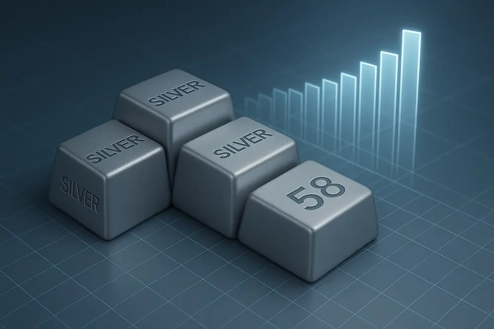 قیمت نقره بر سطح 58 دلار ثابت است و اولی هانسن از Saxo Bank هنوز پتانسیل صعودی را می‌بیند - تصویر پیش‌نمایش